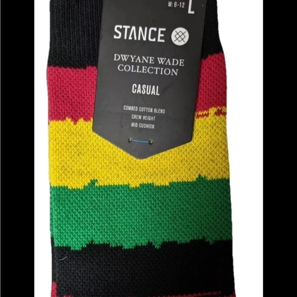 STANCE Dwayne Wade Casual Combed Cotton Blend Crew Socks 6-12 Large